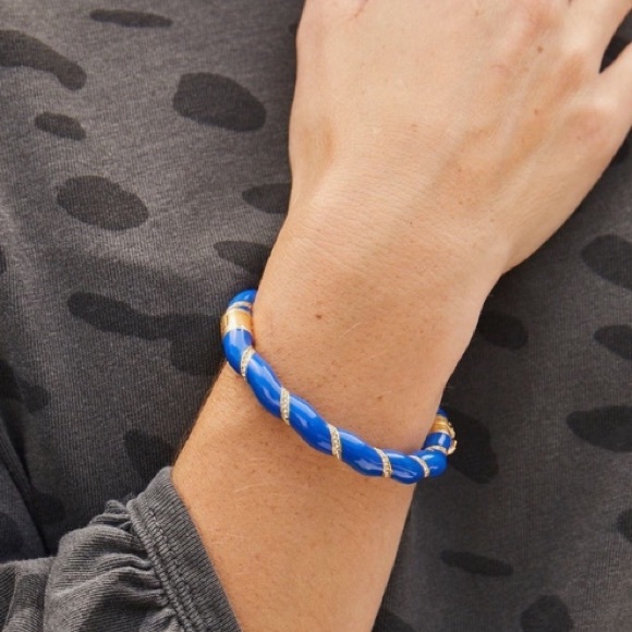 Clare V Gold Plated Enamel Rope Bangle Bracelet NEW - Picture 2 of 8